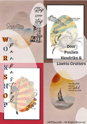 Workshop Lisetta Grutters en Paulien Hendrikx: PanPastel en stencil  i.c.m. stempels