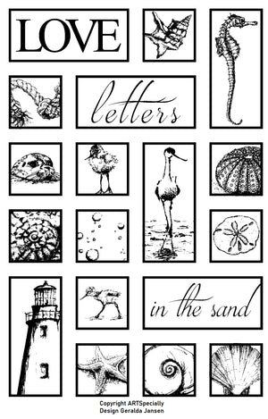 Collage love letters in the sand - 20001