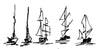 5 bootjes / boten / schepen op een rij, serie 1 - 21152