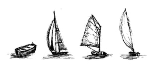 4 bootjes / boten / schepen op een rij, serie 2 - 21155