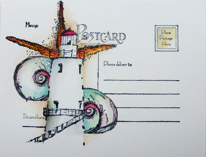 Vuurtorenlandschap - maskeren en aquarelleren - Hermine Koster -1NL